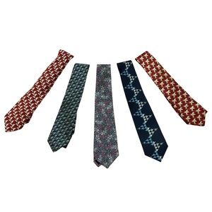 80s-90s 5 PCs M C ESCHER BOXELDER CO SILK ARTISTIC TIES VTG ECLECTIC GRANDPA